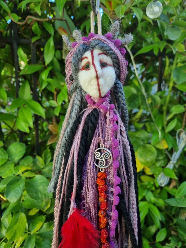 Handcrafted Rowan Spirit Doll — Witch Queen Rowanwyrd from The Spirit Kin of the Wild Hedge collection, infused with Rowan and Mugwort for protection and intuition.